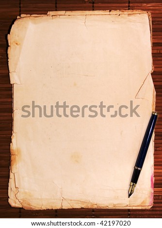 Ink Pen On Old Aged Paper Stock Photo 42197020 - Shutterstock