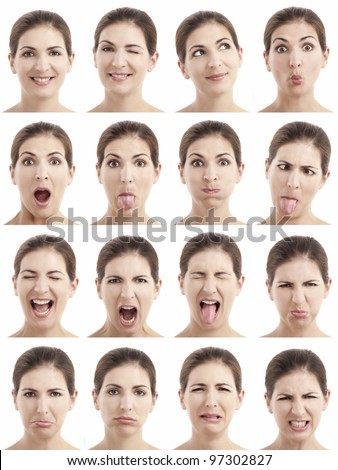 Multiple Closeup Portraits Same Woman Expressing Stock Photo 97302827 ...