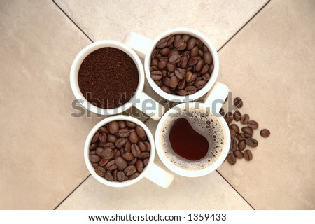Coffee Cups With Coffee Beans Coffee Cups With Coffee Beans