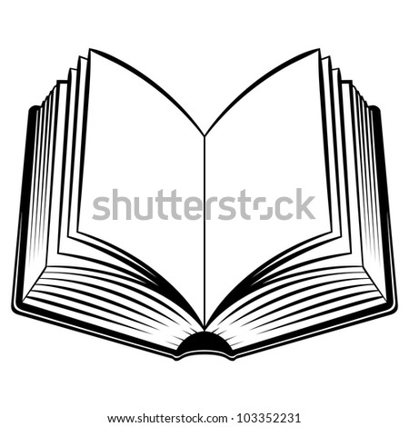 Open Book. Black and white illustration for design - stock vector