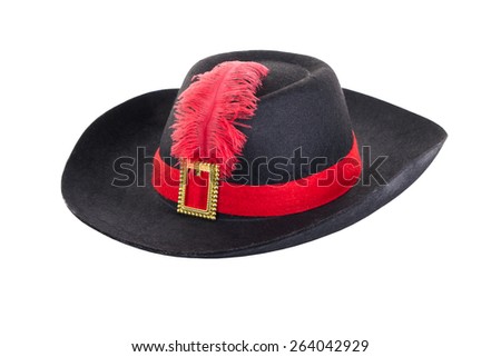 Marquage Navy Arms Co - Ridgefield - New Jersey Stock-photo-black-hat-with-feather-and-ribbon-isolated-on-white-background-264042929