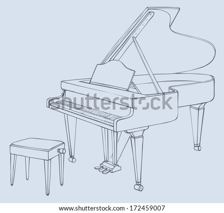 Vector Drawing Open Grand Piano Stool Stock Vector 172459007 - Shutterstock
