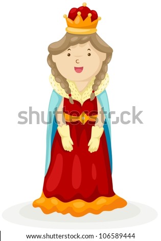 Illustration Isolated Cartoon Queen On White Stock Vector 106589444