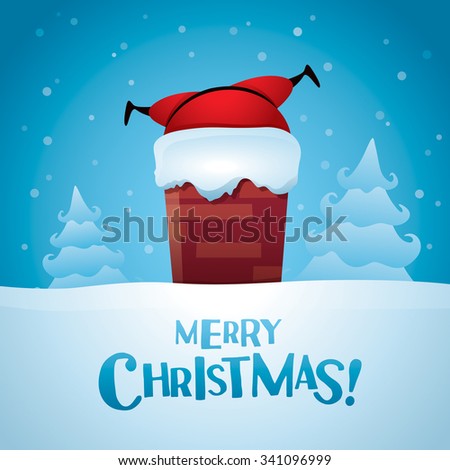 Merry Christmas! Santa stuck in a chimney.