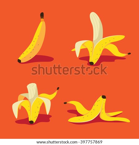 Banana icon collection. EPS 10 vector.