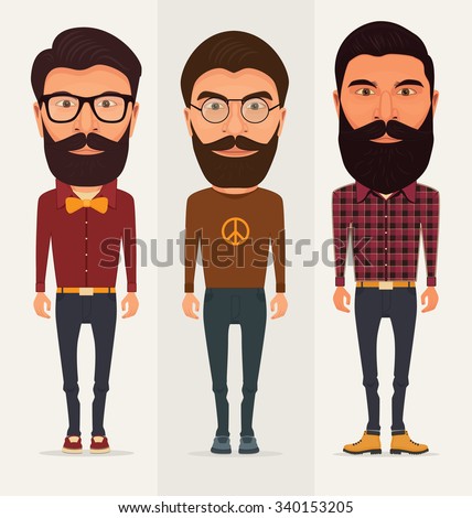 Cute Cartoon Character Young Man Beard Stock Vector 151177562 ...