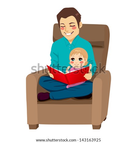 Father Kids Reading Family Reading Cartoon Stock Vector 257797513 ...