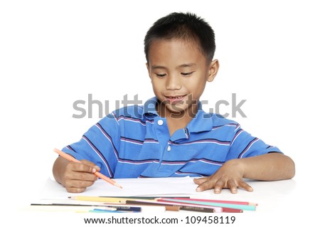 The boy reads a fun book