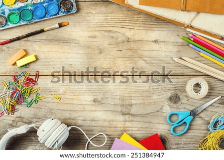 Desk Artist Lots Stationery Objects Studio Stock Photo 251384947 - Shutterstock