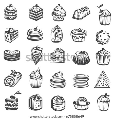 Set Cakes Stock Vector 102007510 - Shutterstock