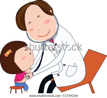 Friendly Child Doctor Examine Small Girl Stock Vector 51764266 ...