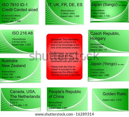 set 8 international business card templates stock vector royalty