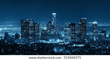 Los Angeles downtown buildings at night