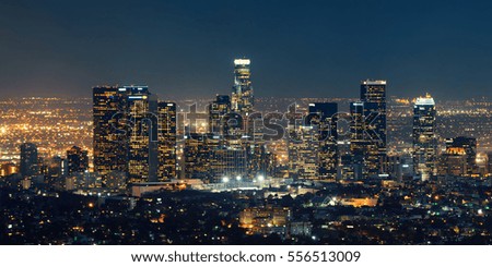 Los Angeles downtown buildings at night