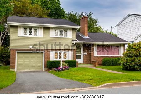 stock photo north american split level house from the seventies or eighties 302680817