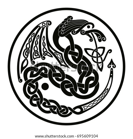 Celtic Dragon National Ornament Interlaced Tape Stock Vector 695609104 ...
