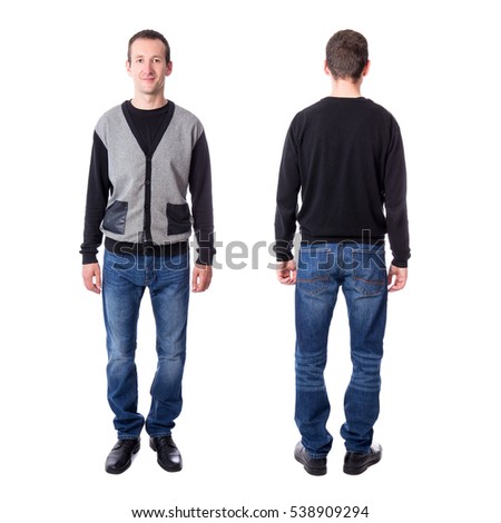 Front Back View Middle Aged Man Stock Photo (Royalty Free) 538909294 ...