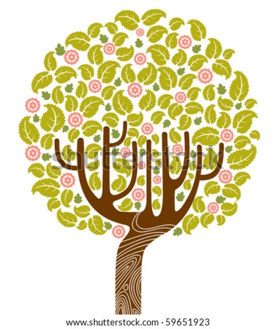 Blooming Tree Vector Illustration Stock Vector 59651923 - Shutterstock