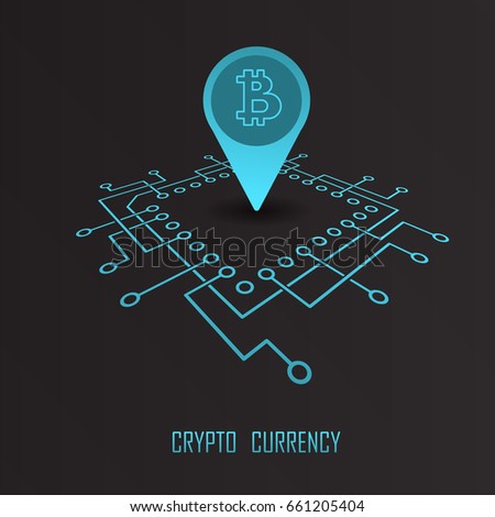 Crypto Currency modern cyber financial monetary background. E-business cyberspace commerce vector illustration.