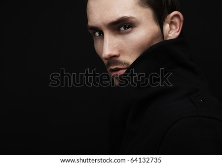Young man's portrait. Close-up face.