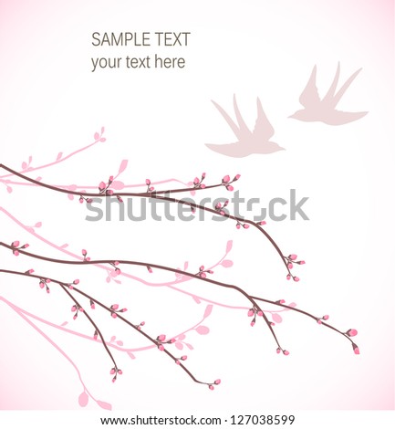 Cherry Blossom Card Stock Vector 125995754 - Shutterstock