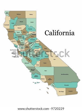 Vector Map Of The State California And Its Counties Vector Map Of The State California And Its Counties