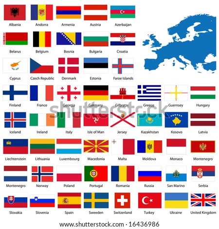 Official List All European Country Flags Stock Vector 15007249 ...