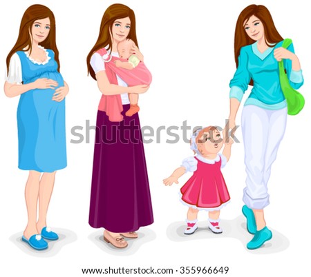 Young pregnant woman. Isolated illustration