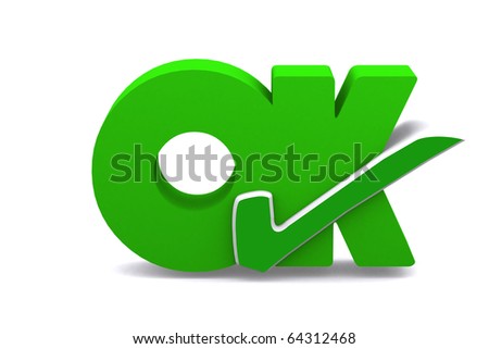 3d true symbol in word OK on white isolated background - stock photo