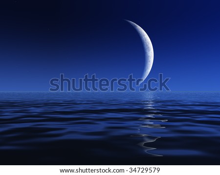 Night Moon Over Sea Stock Illustration 34729579 - Shutterstock