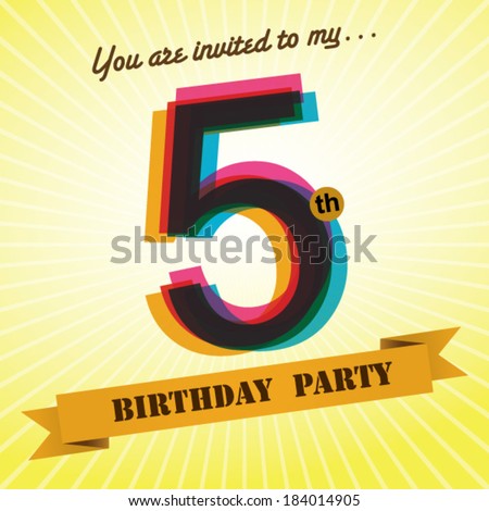 5th Birthday Stock Images Royalty Free Images Vectors Shutterstock 5th Birthday Invitation Templates