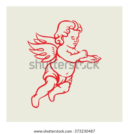 Retro Angel Vector Stock Vector 373230487 - Shutterstock