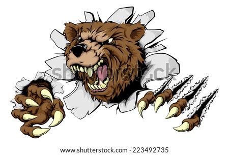 A scary Bear ripping through the background with sharp claws