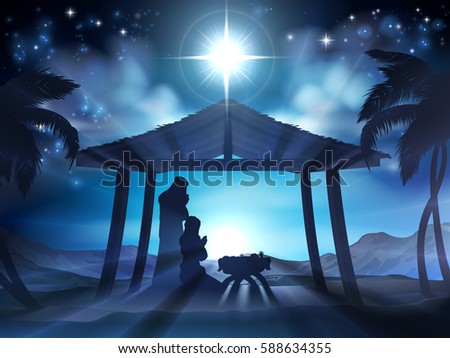 Christian Christmas Nativity Scene Baby Jesus Stock Illustration 516663073 - Shutterstock