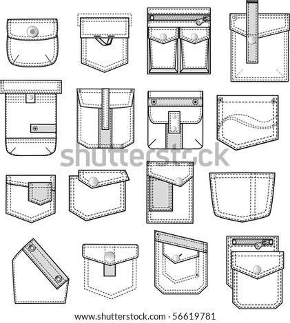 Set Pockets Outlines Stock Vector 56619781 - Shutterstock