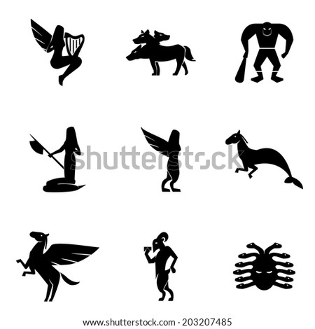 Vector File of Mythical Creatures Icon Set - stock vector