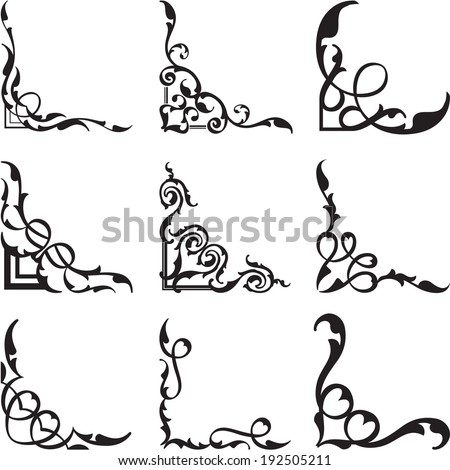 Set Exquisite Corner Ornamental Designs Stock Vector 76004530 ...