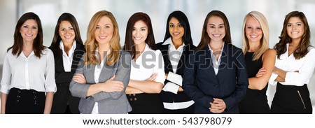 Group of businesswomen working together as a team