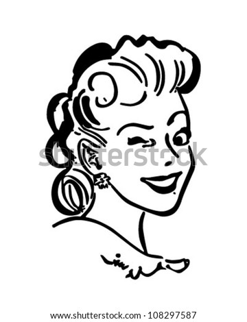 Winking Gal Retro Clipart Illustration Stock Vector 108297587 ...