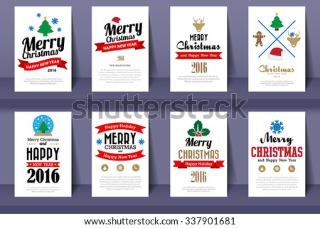 Set of Christmas brochures in vintage style .Vector eps10