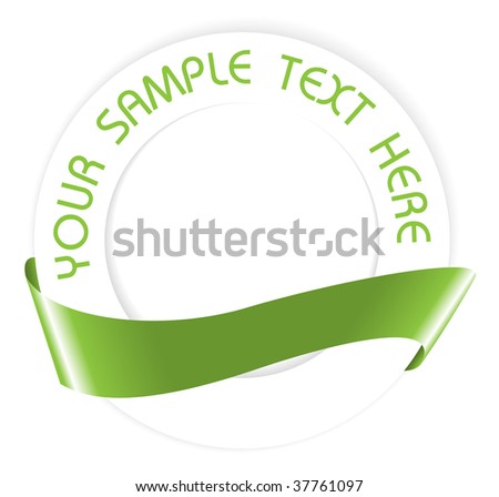 Simple green empty seal or medallion with ribbon