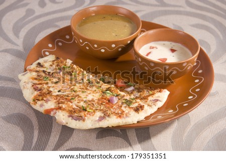 South Indian Dish Onion Uthappams - stock photo