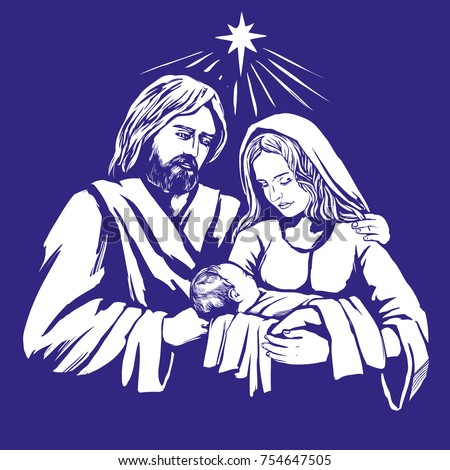 Christmas Story Mary Joseph Baby Jesus Stock Vector ...