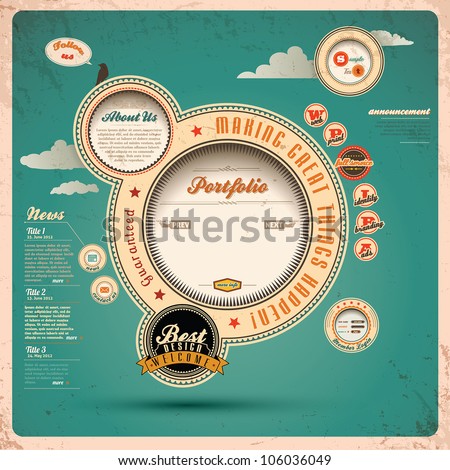 Vintage Web design. Vector Illustration.