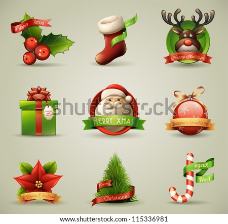 Christmas Icons/Objects Collection. Detailed vector illustration.