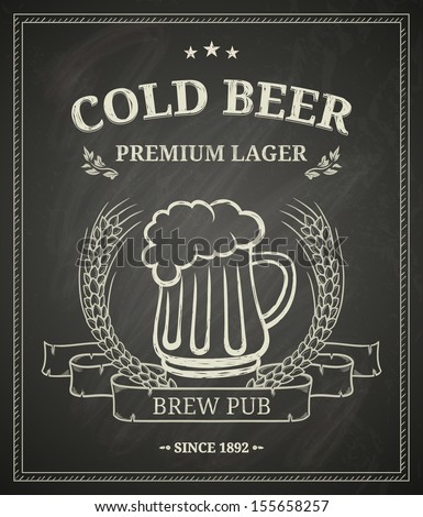 Cold Beer Poster On Chalkboard Stock Vector 155658257 - Shutterstock