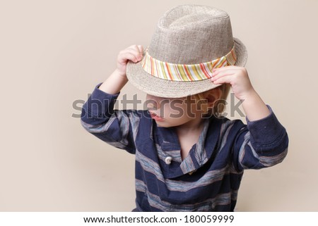Child in fedora fat, fashion or clothing concept