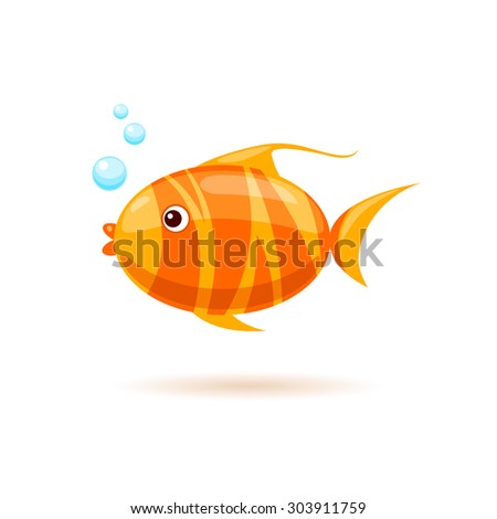 Vector cartoon goldfish image