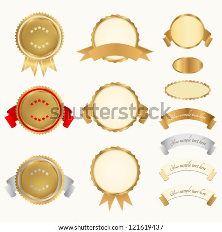 Vector Set Awards Insignia Badge Certificate Stock Vector 121619437 ...