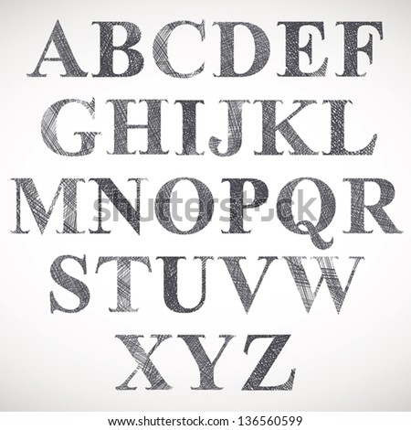 Hand Drawn 3d Font Vector Alphabet Stock Vector 111385109 - Shutterstock